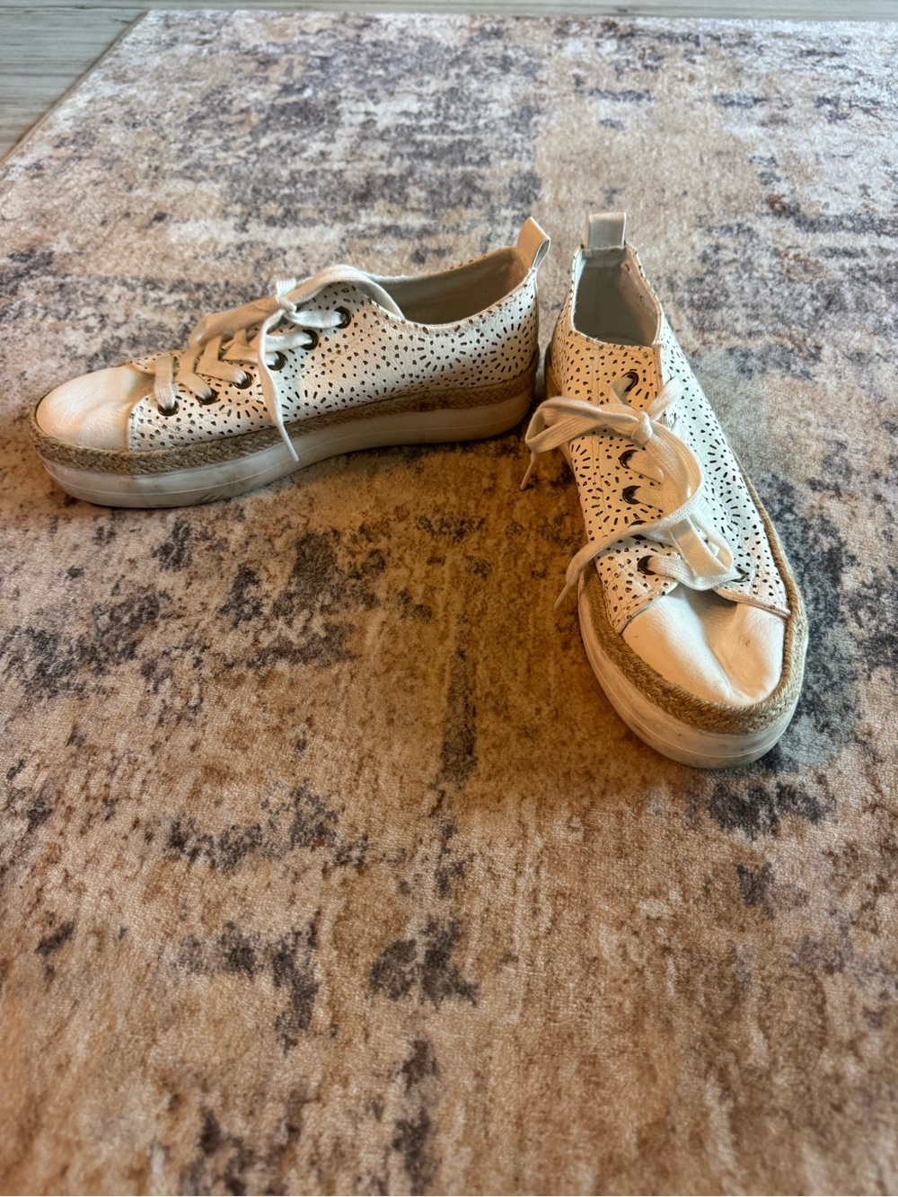 Maurices Cream Perforated Platform Sneakers